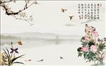 梅兰竹菊中式背景墙