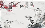 山水情中式背景墙