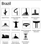 巴西地标性建筑剪影矢量图标