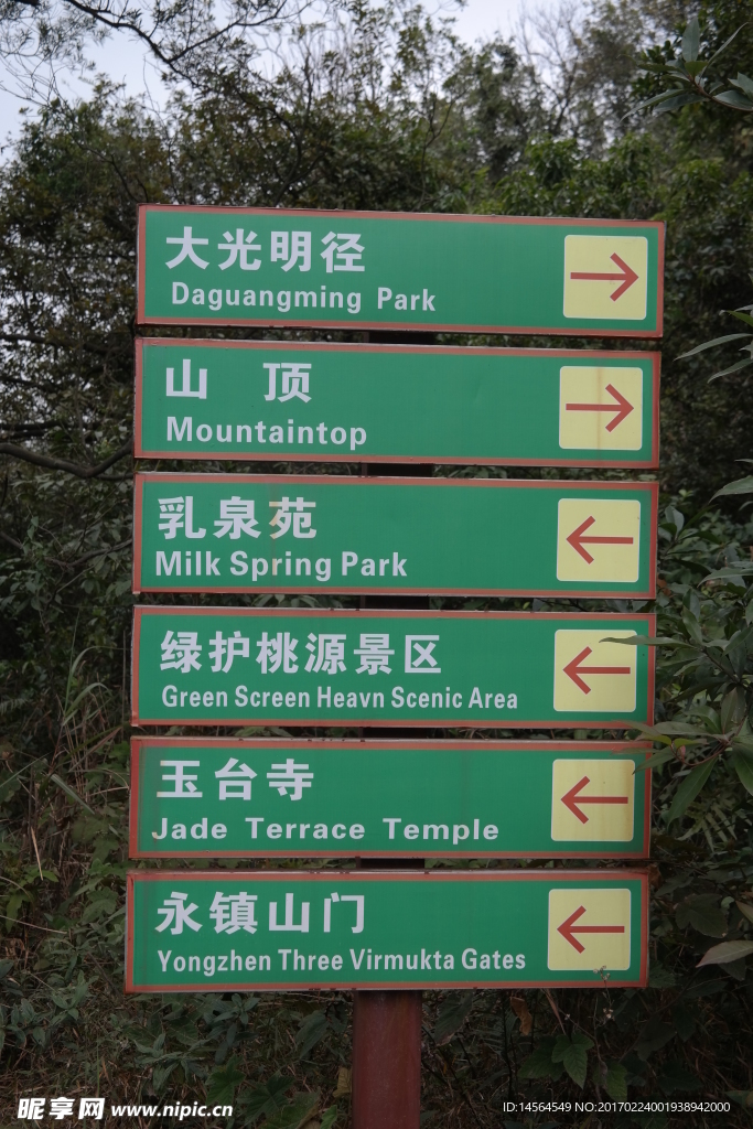 圭峰山景区导示牌