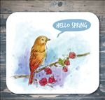水彩绘春季花枝上的鸟矢量素材