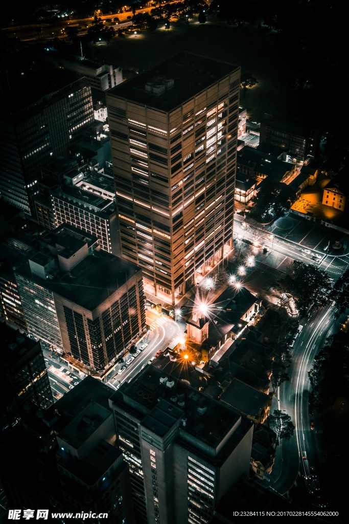 俯视城市夜景