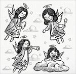 手绘长发天使