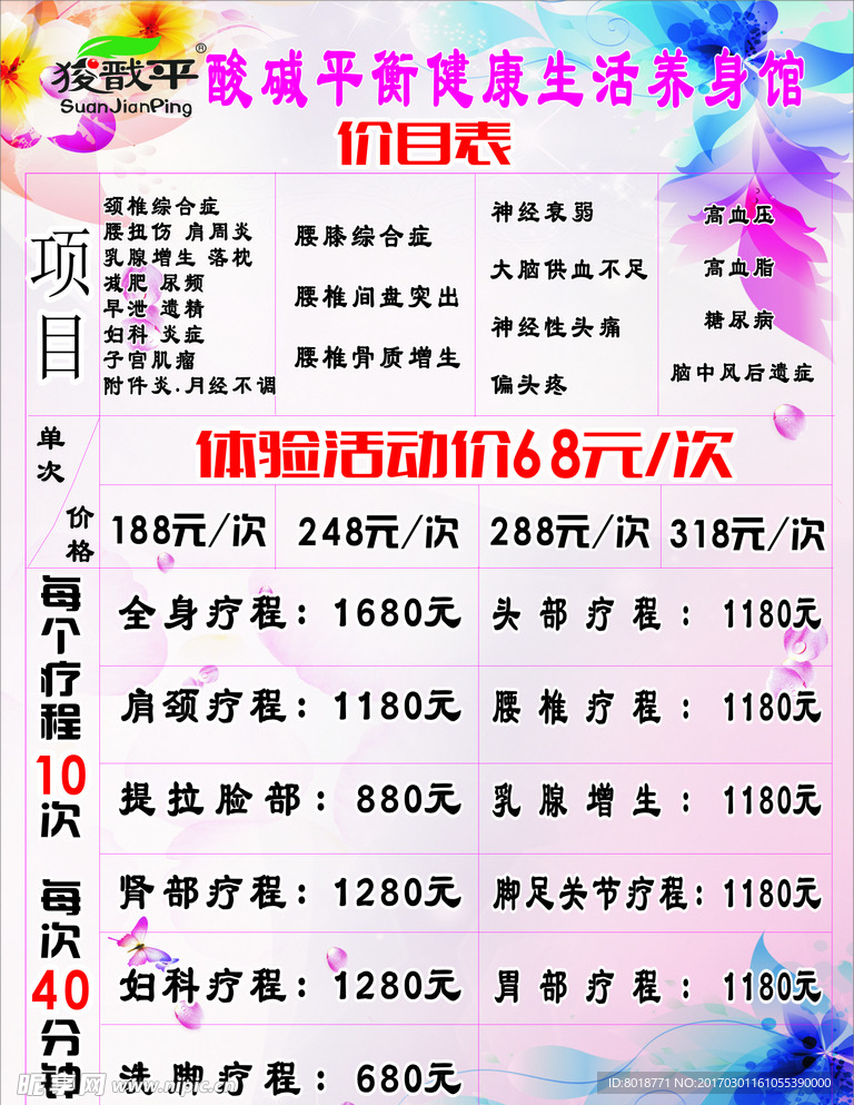 价目表