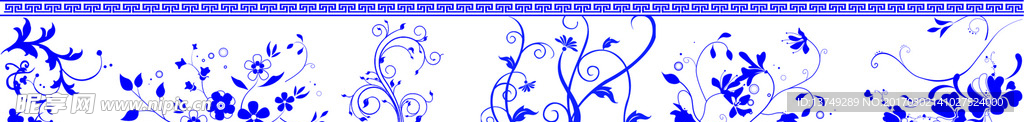 青花瓷 花藤 墙绘
