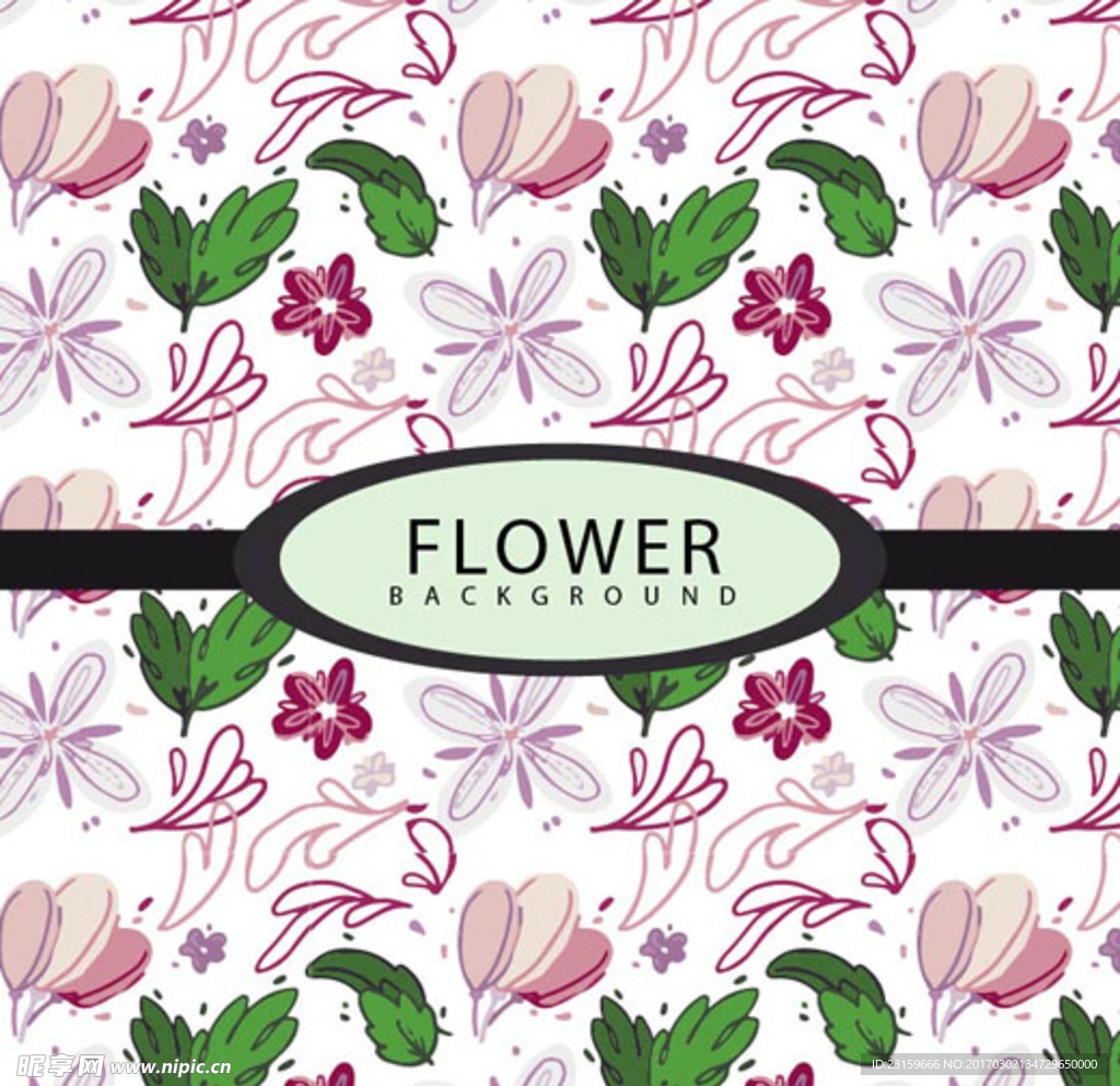 手绘水彩春季花卉背景