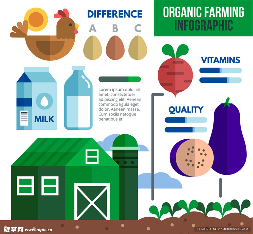 彩色扁平化有机农业信息图