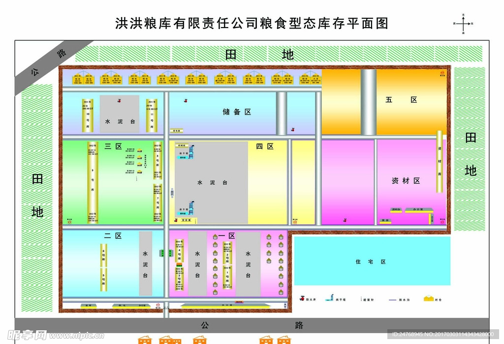 粮库粮食形态库存平面图设计图