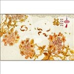 彩绘彩雕浮雕富贵花福字背景墙