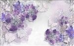 3D时尚紫色珠宝花朵影视背景墙