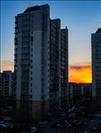 火烧云日落建筑摄影
