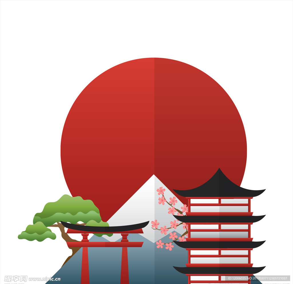 矢量扁平化日式文化