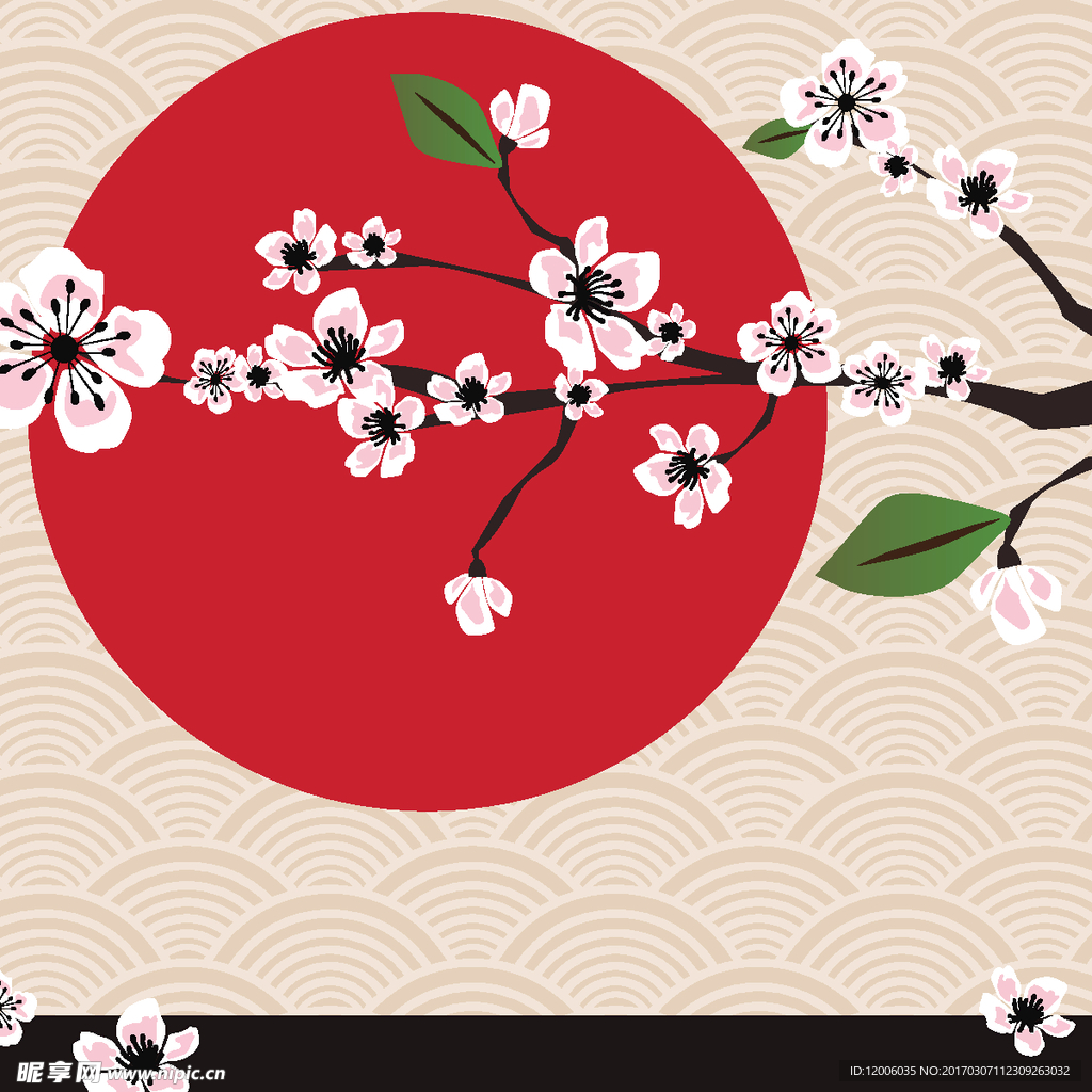 矢量日本的樱花