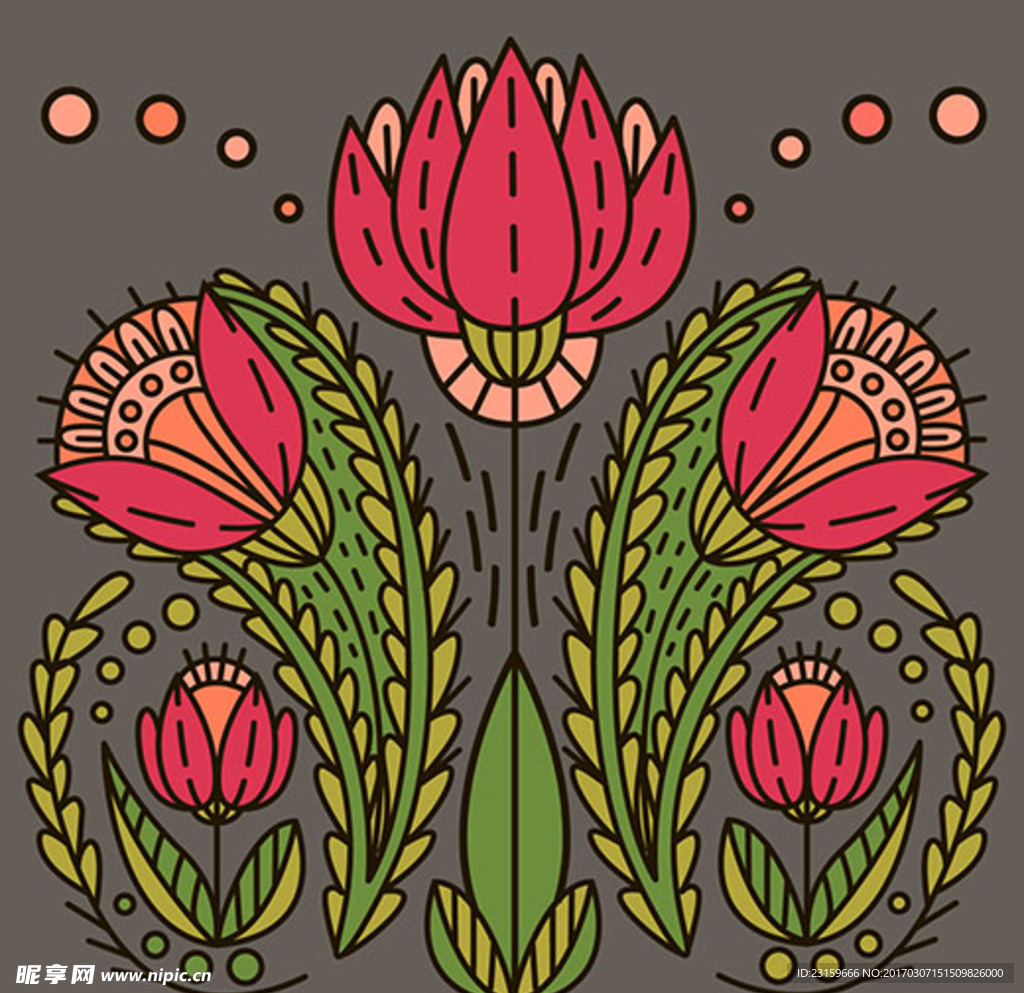 手绘春季花卉花束