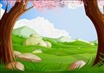 矢量卡通春天草原背景素材