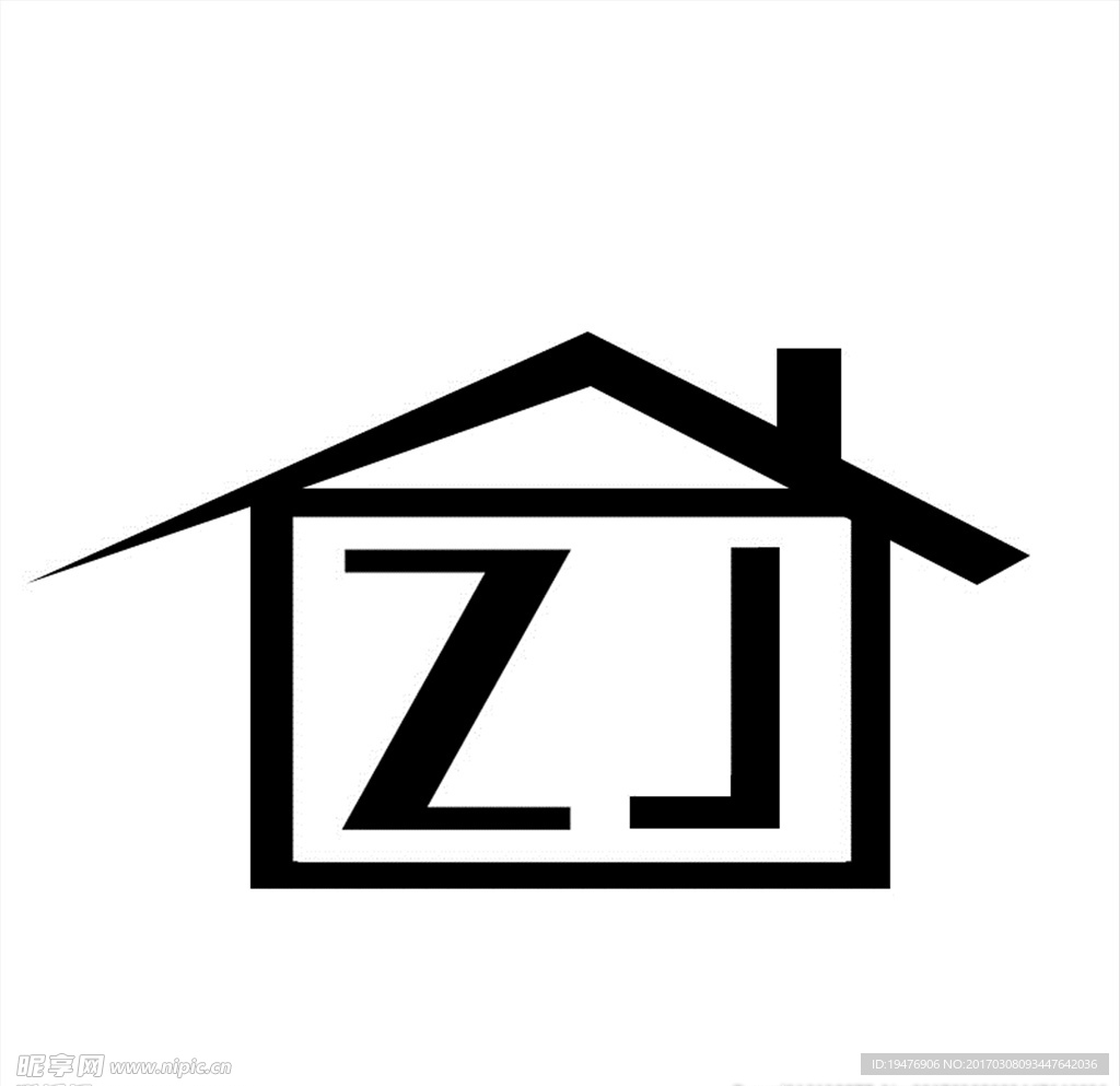 ZJ logo 透明底 黑白