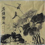 国画荷花 手绘 中国画