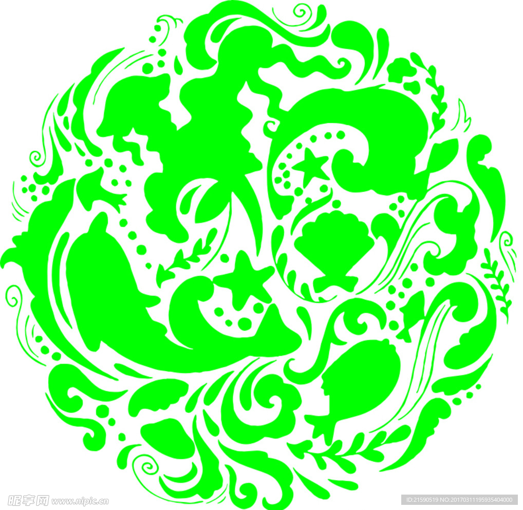 圆形鱼矢量图