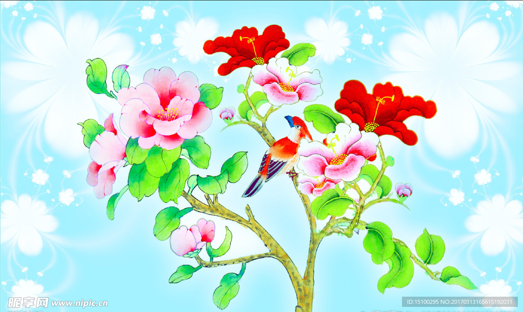 手绘花鸟