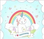 卡通白色独角兽矢量素材