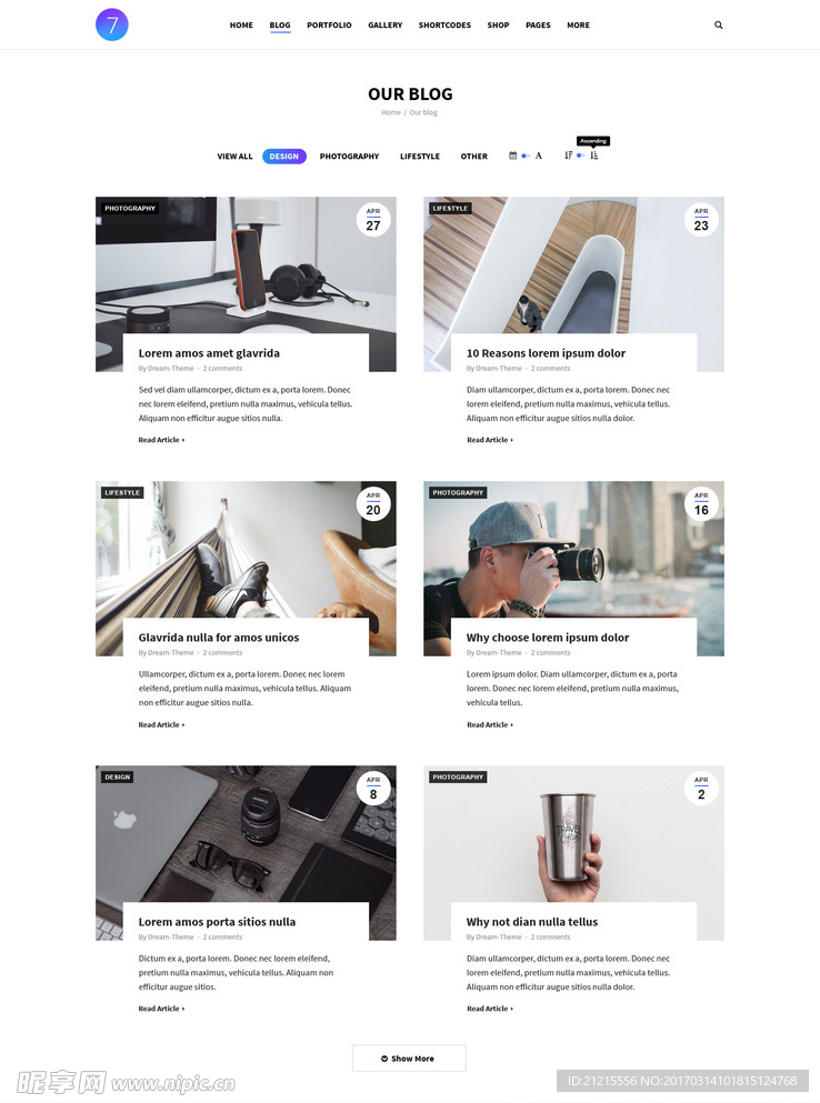 The7Blog网络列表页PS