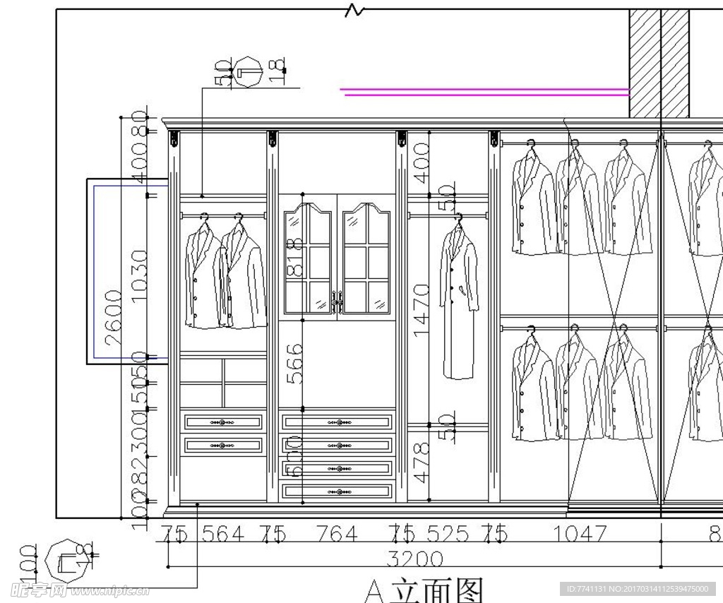 实木衣帽间cad