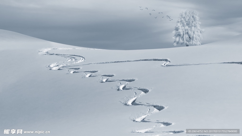 雄壮的雪山美景
