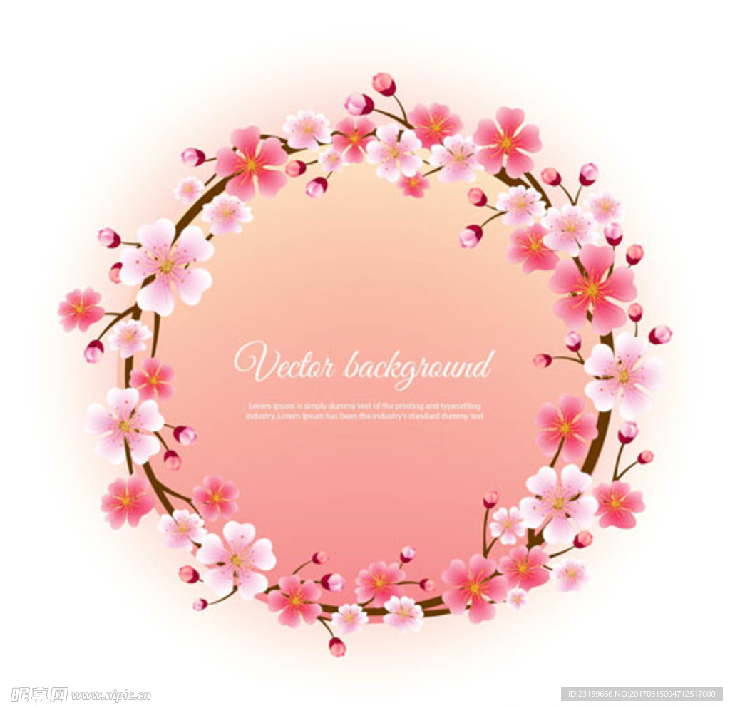 粉色春季樱花花环