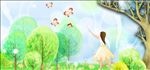 春天清新简约手绘文艺海报背景图