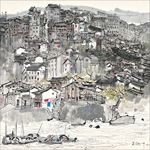 水墨 山水乡村人家吴冠中作品