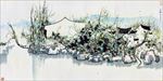 水墨 山水乡村人家吴冠中作品