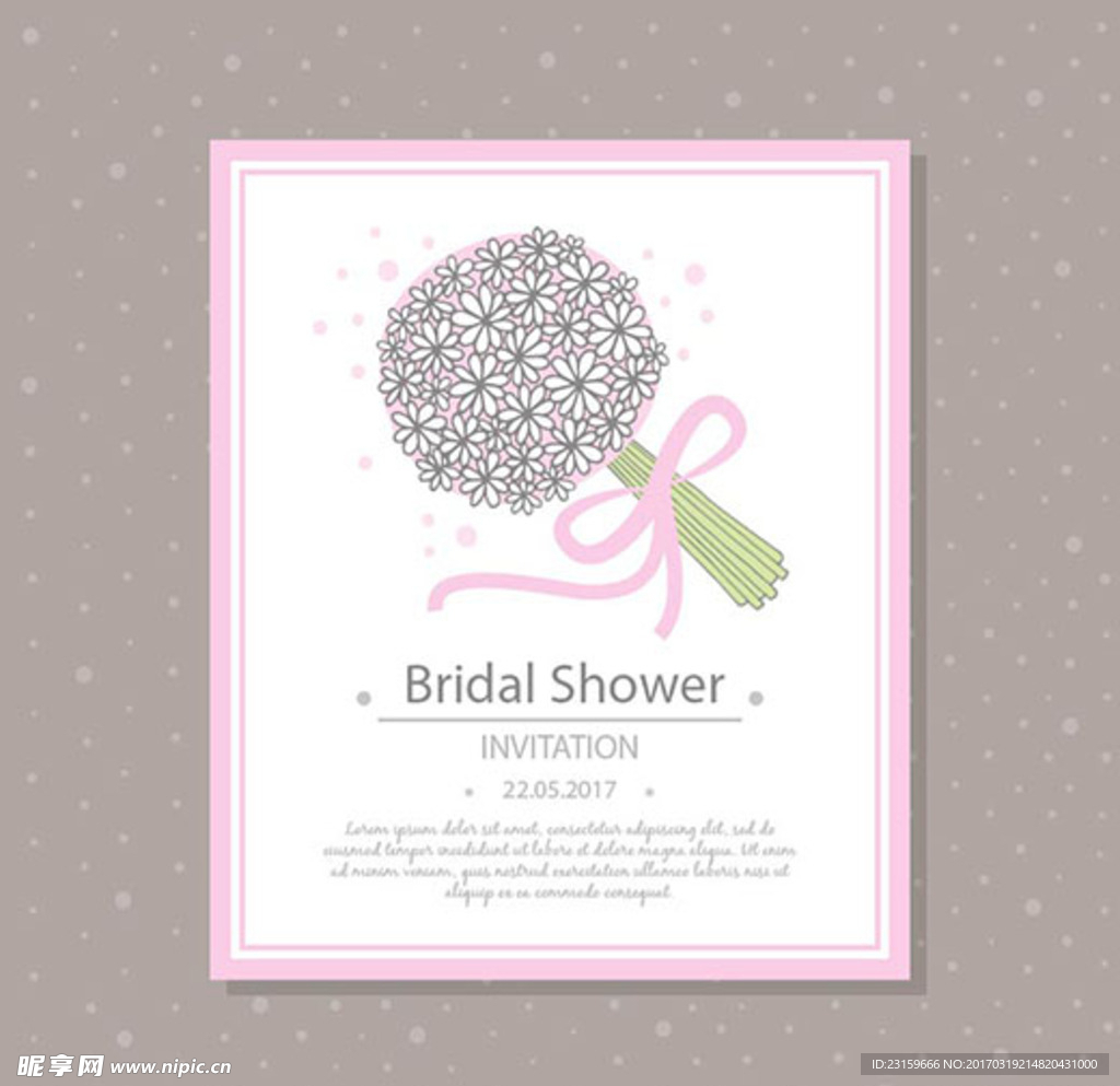 卡通花束婚礼邀请卡