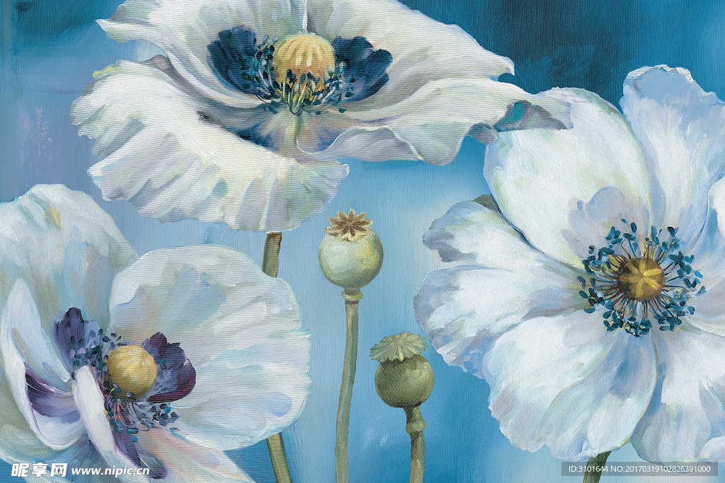 数码花卉油画