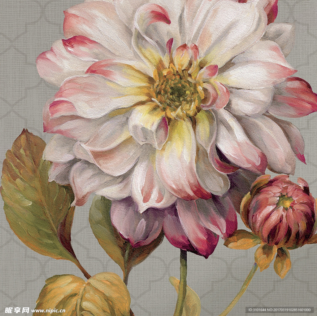 数码花卉油画