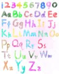 水彩数字和字母