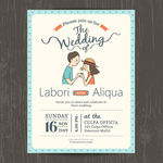 卡通情侣婚礼邀请卡