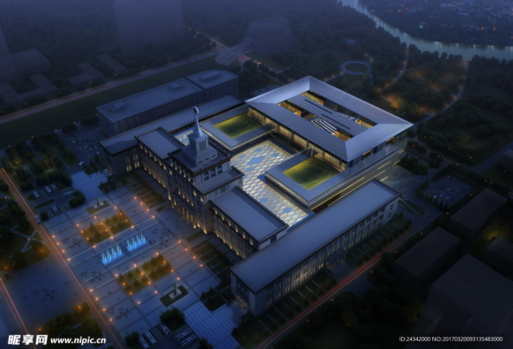 建筑设计鸟瞰图psd源文件