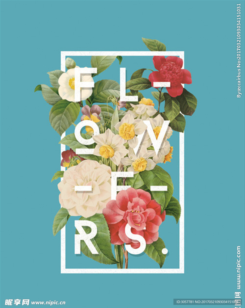 花卉植物春天情人节招贴艺术海报