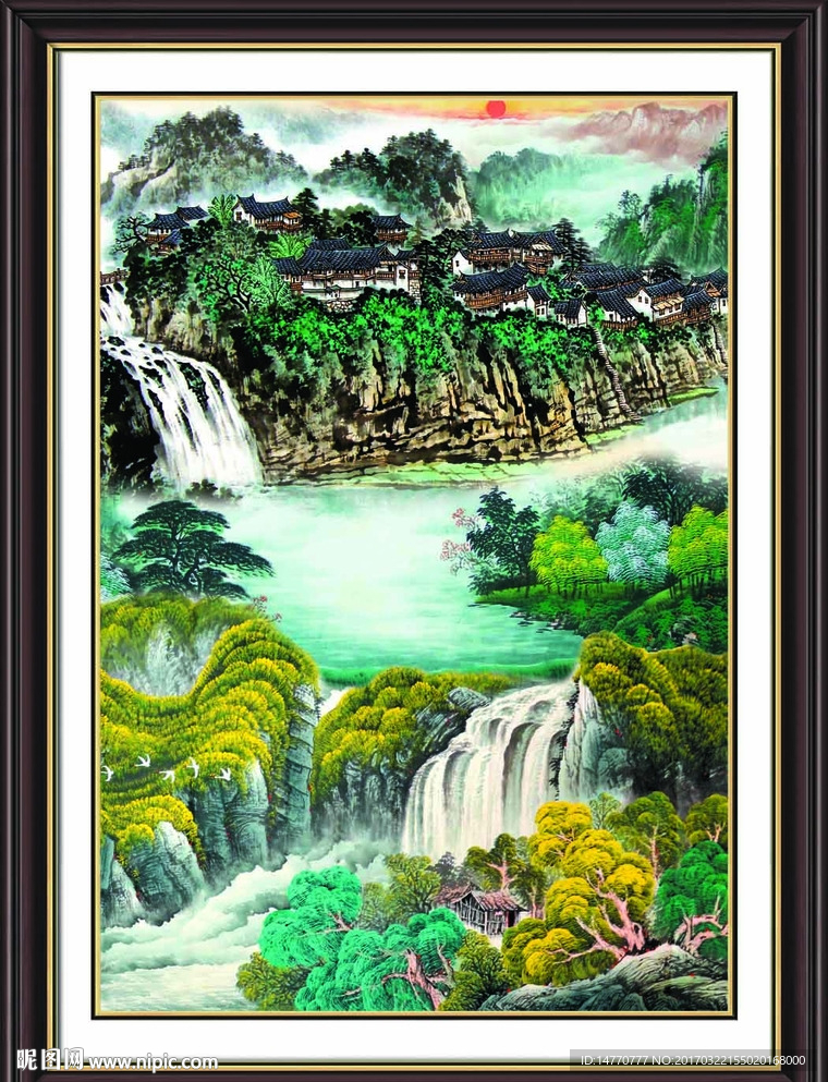 国画山水竖幅