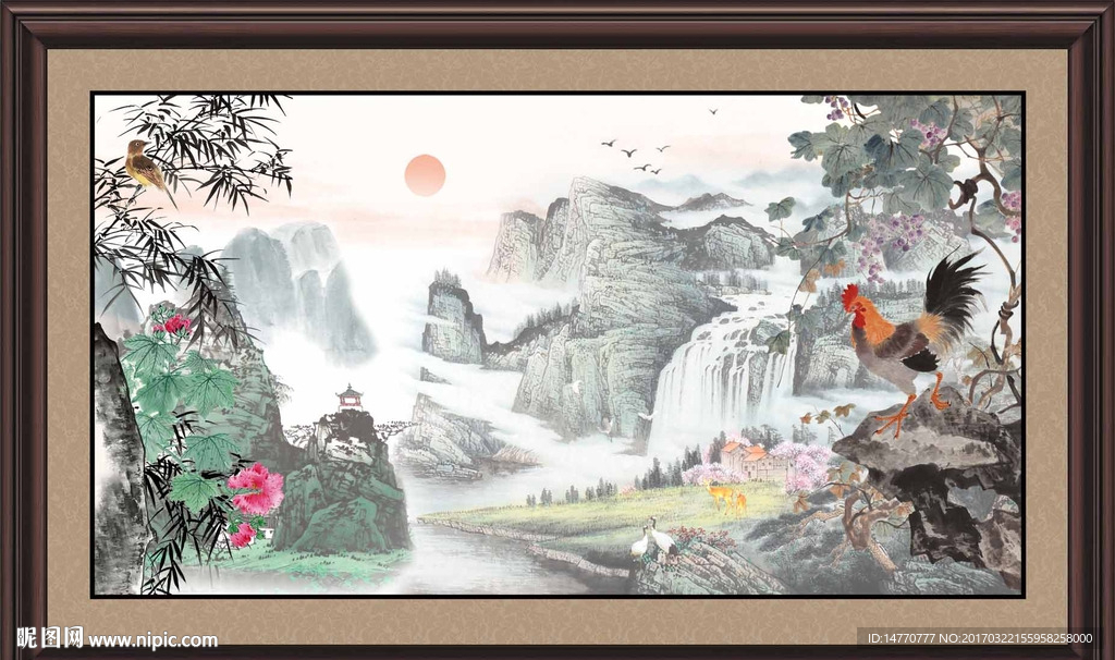 工笔画 公鸡