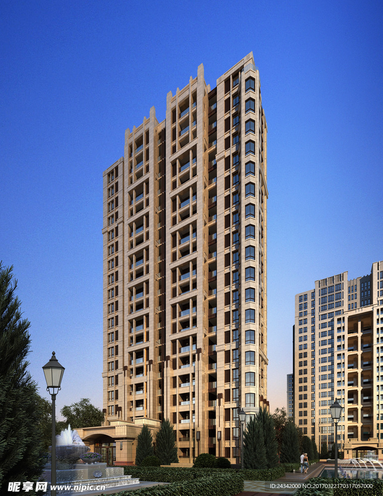 建筑设计效果图psd源文件