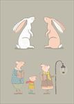 手绘兔子老鼠温馨插画