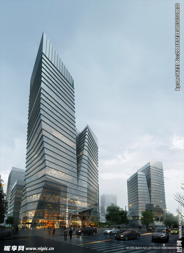 现代建筑景观效果图