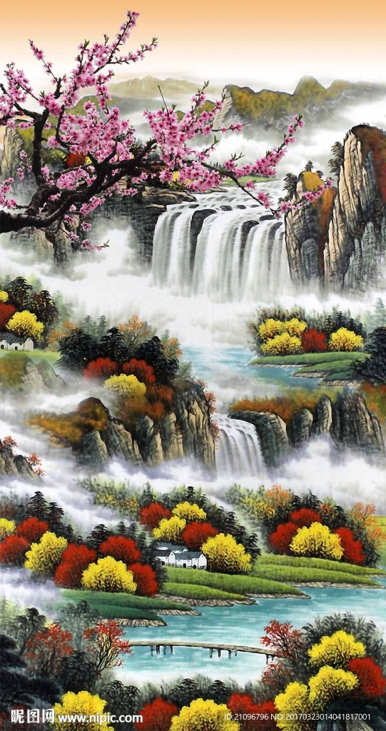 山水国画玄关
