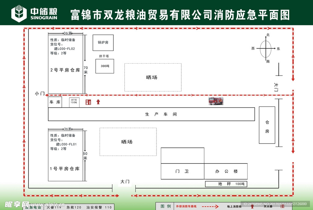 粮油公司消防应急平面图