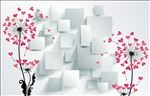 3D爱心蒲公英背景