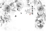 抽象素描花藤电视背景墙