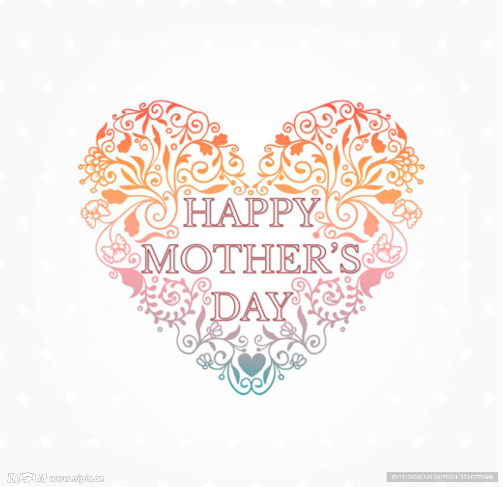 母亲节快乐心形花纹标题