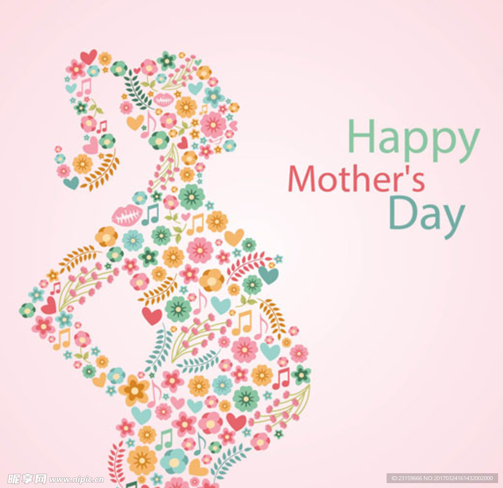 花草组合母亲节快乐海报