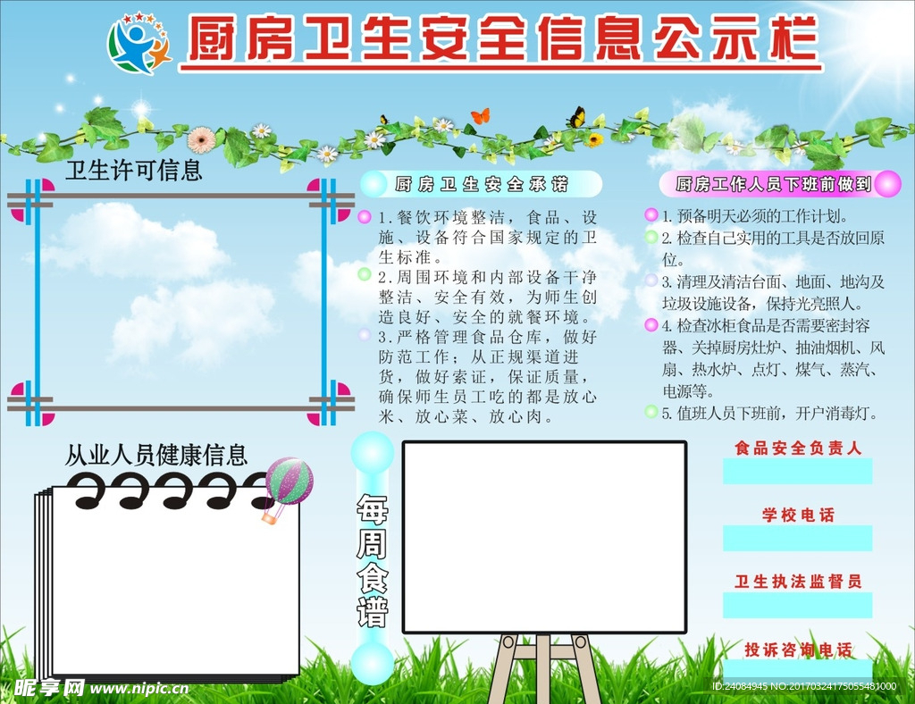厨房公示栏  绿色公示栏